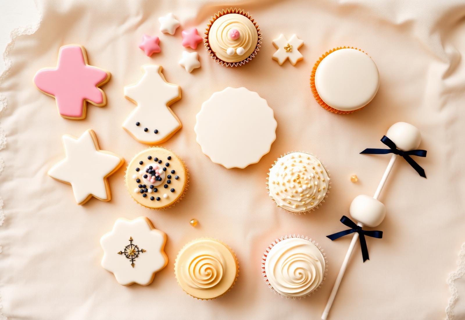 An assortment of Golden Whisk custom decorated treats